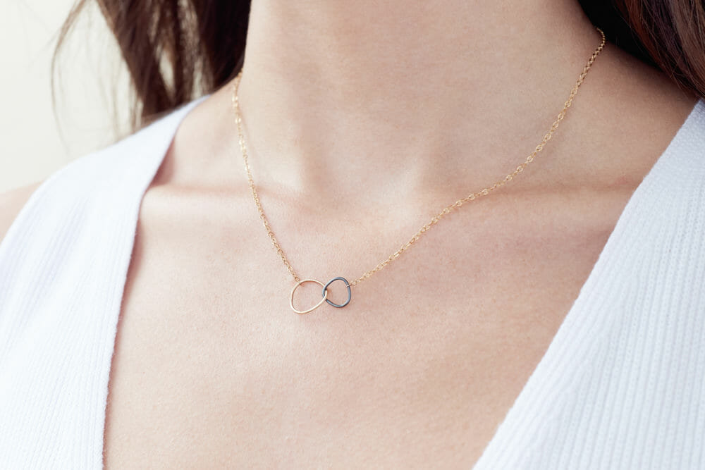 Pandora Signature 14k Rose Gold-Plated Two-tone Intertwined Circles Necklace  - Pandora Jewellery from Gift and Wrap UK
