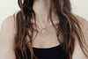 N259g.yg Yellow Gold, Black and Silver Large Topography Necklace on Yellow Gold Chain - Model Image